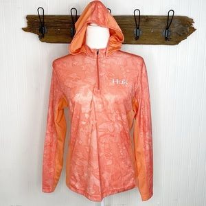 Huk Fishing Hooded Quarterzip Top Lightweight Performance